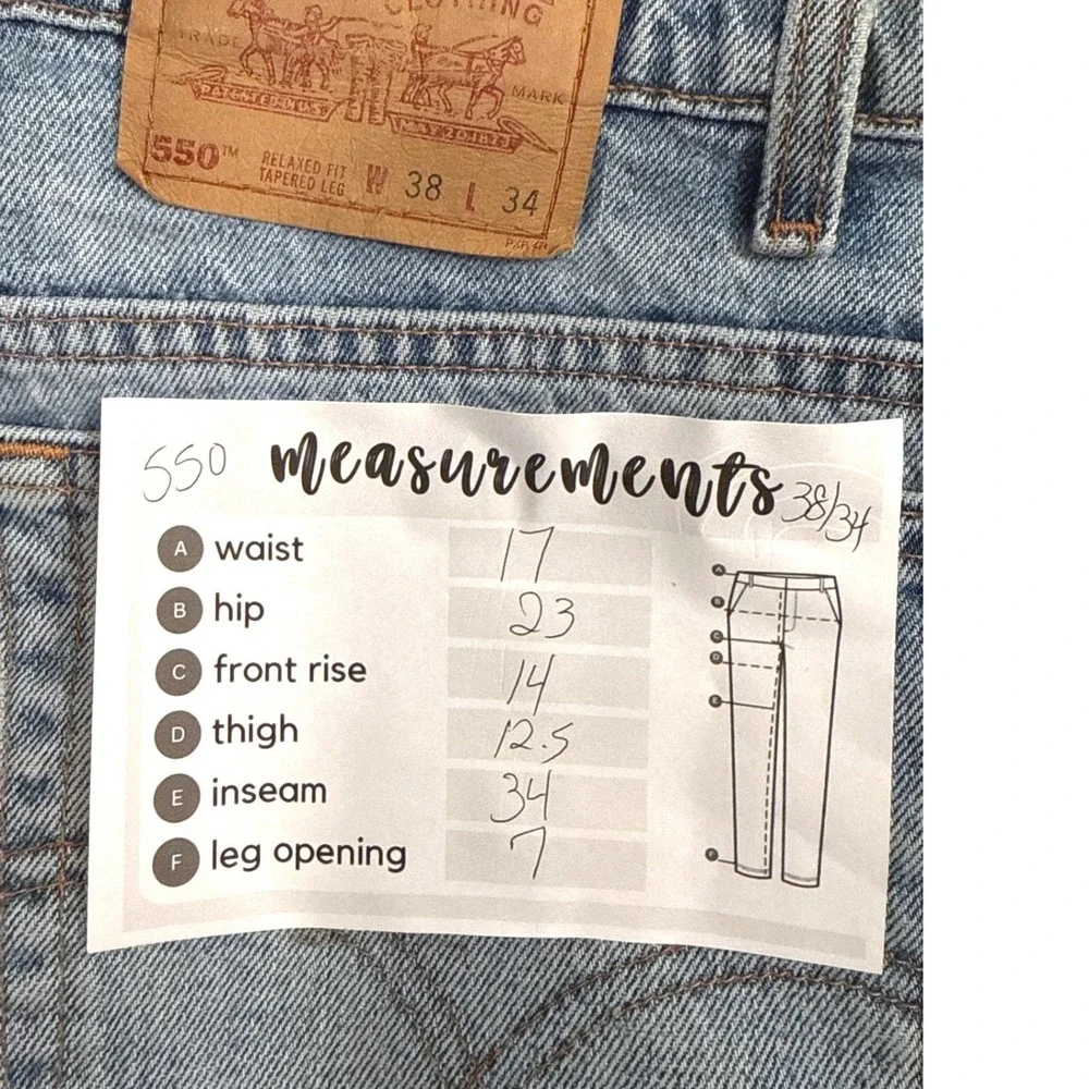 Vintage Levis 550‎ Relaxed Fit Tapered Leg Jeans Made in USA 38x34 Blue